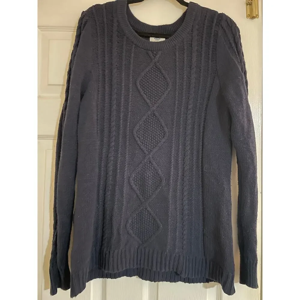 Old Navy blue cable knit classic minimalist sweater size XXL